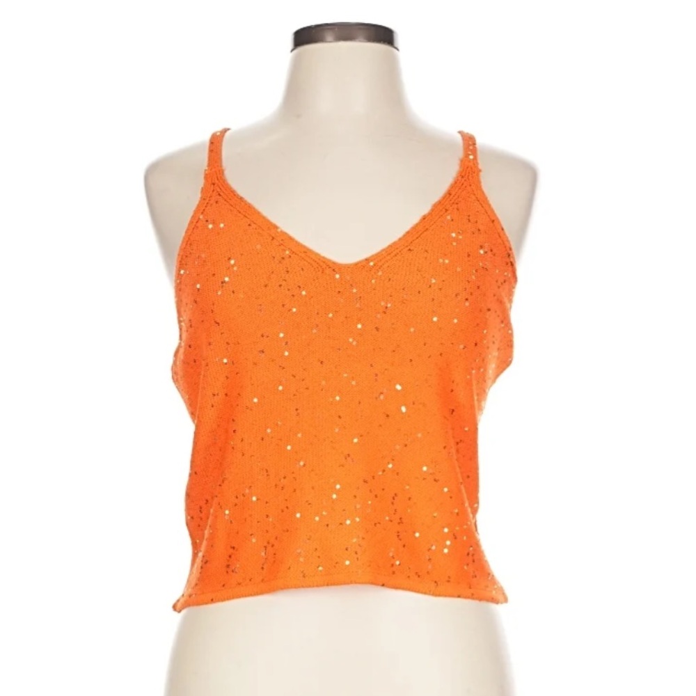 Mango Orange Sequin V-Neck Camisole